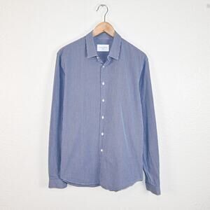 SANDRO Paris Men's Button up Shirt in Blue mini check cotton size Large